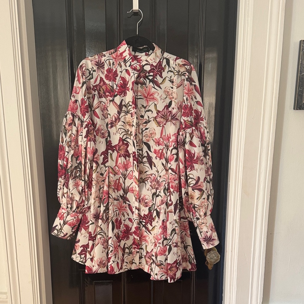 Floral Women's dress - Pink and Cream